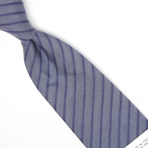 Saks Fifth Avenue Mens Silk Necktie Tonal Blue Navy Stripe Weave Woven Tie Italy