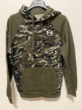 Under Armour Hoodie Men's Small Pullover Sweatshirt Green Camouflage Camo