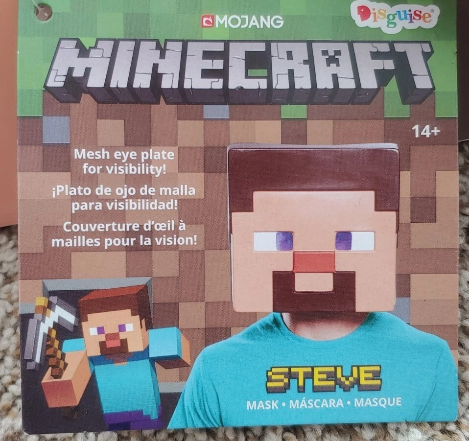 NEW Minecraft Steve Mask Costume Adult 11 Inch Face Pixel Cosplay Movie Black - Image 2 of 4