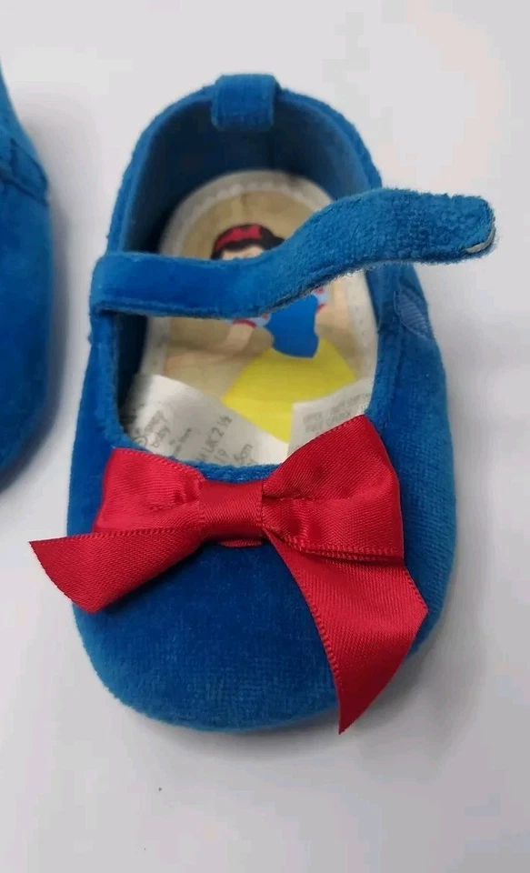 Disney Store Bebé Blancanieves Disfraz Zapatos Talla 6-12 Meses Azul Rojo Lazo Foto 2 de 4