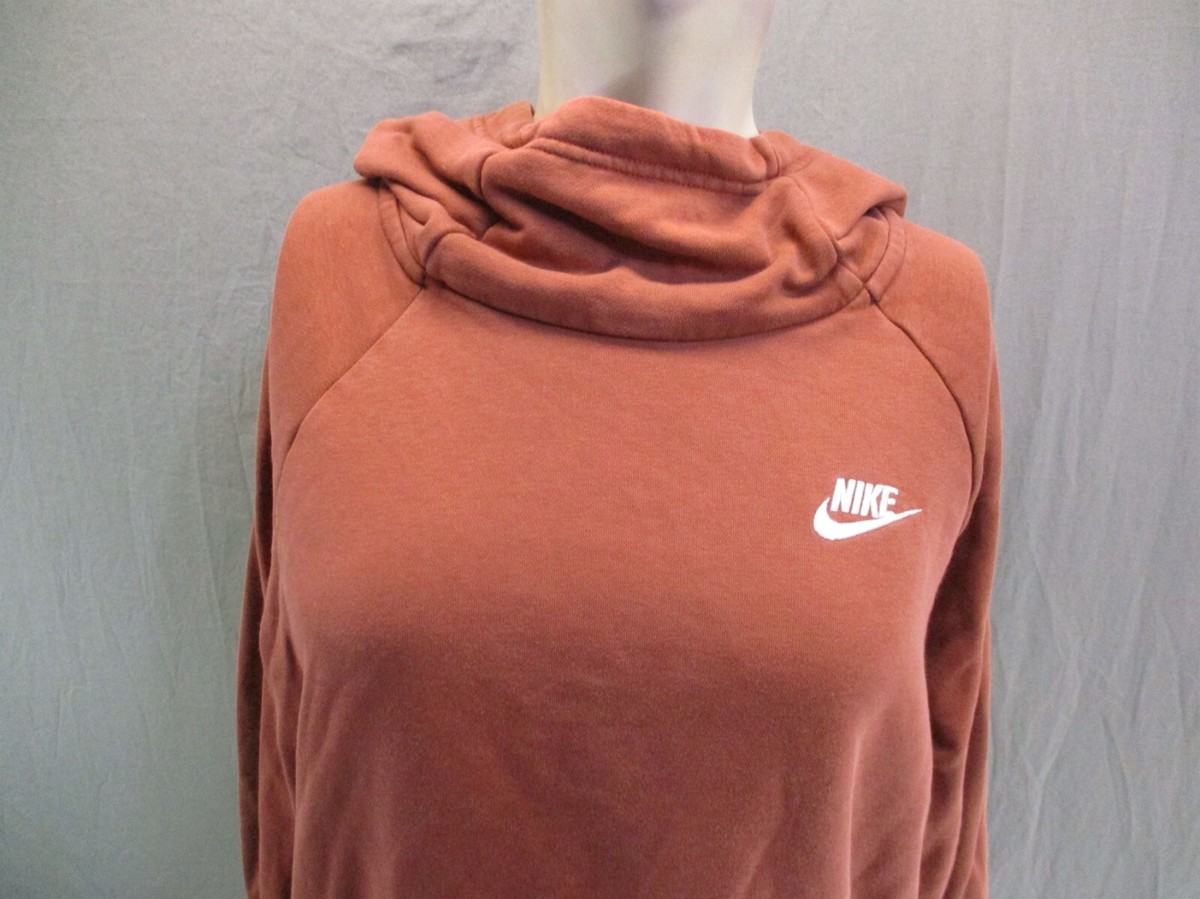 Nike Size M Womens Brown Cotton Collared Athletic Hoodie 5BL Nike Size M Womens Brown Cotton Collared Athletic Hoodie 5BL