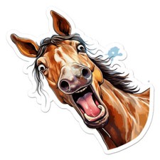Funny Horse, Vinyl Decal Sticker, Indoor Outdoor, 3 Sizes, 11889