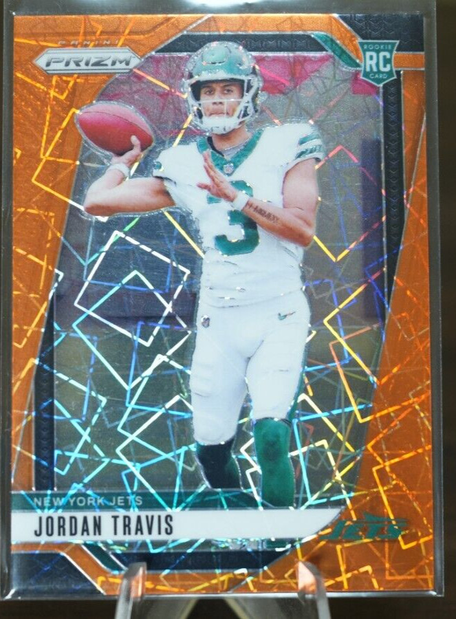 JORDAN TRAVIS 2024 Panini Prizm- Rookie Orange Laser #359 Jets