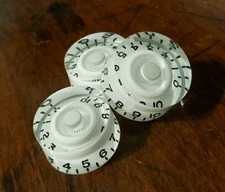 3 Guitar CTS 24 Spline Speed Volume/Tone Knobs... Solid White.. JAT 