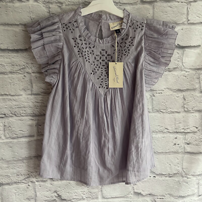 NEW WITH TAGS UNIVERSAL THREAD LILAC PURPLE RUFFLE SLEEVE EYELET BLOUSE SMALL S
