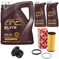 MotoröL Set Mannol 5W40 7 Liter + ÖLfilter + Schraube FüR Audi A4 A5 A6 A8 VW