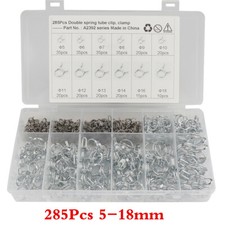 Double Wire Fuel Line Clips Motorcycle Spring Tube Clamp Kit 5-18mm 285Pcs/Box