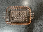 Vintage Pink Depression Rectangle Condiment, Nut, Relish Dish with Handles