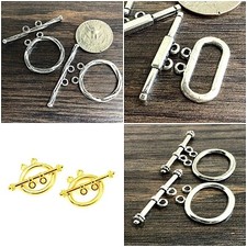 Double Rings 2 Strands Pewter Toggle Clasp Gold/Silver/Copper Jewelry Findings