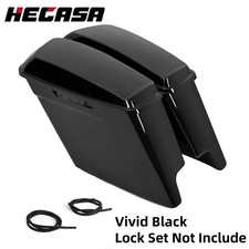 Vivid Black 5'' Stretched Extended Hard Saddle Bags For 2014-24 Harley Road King