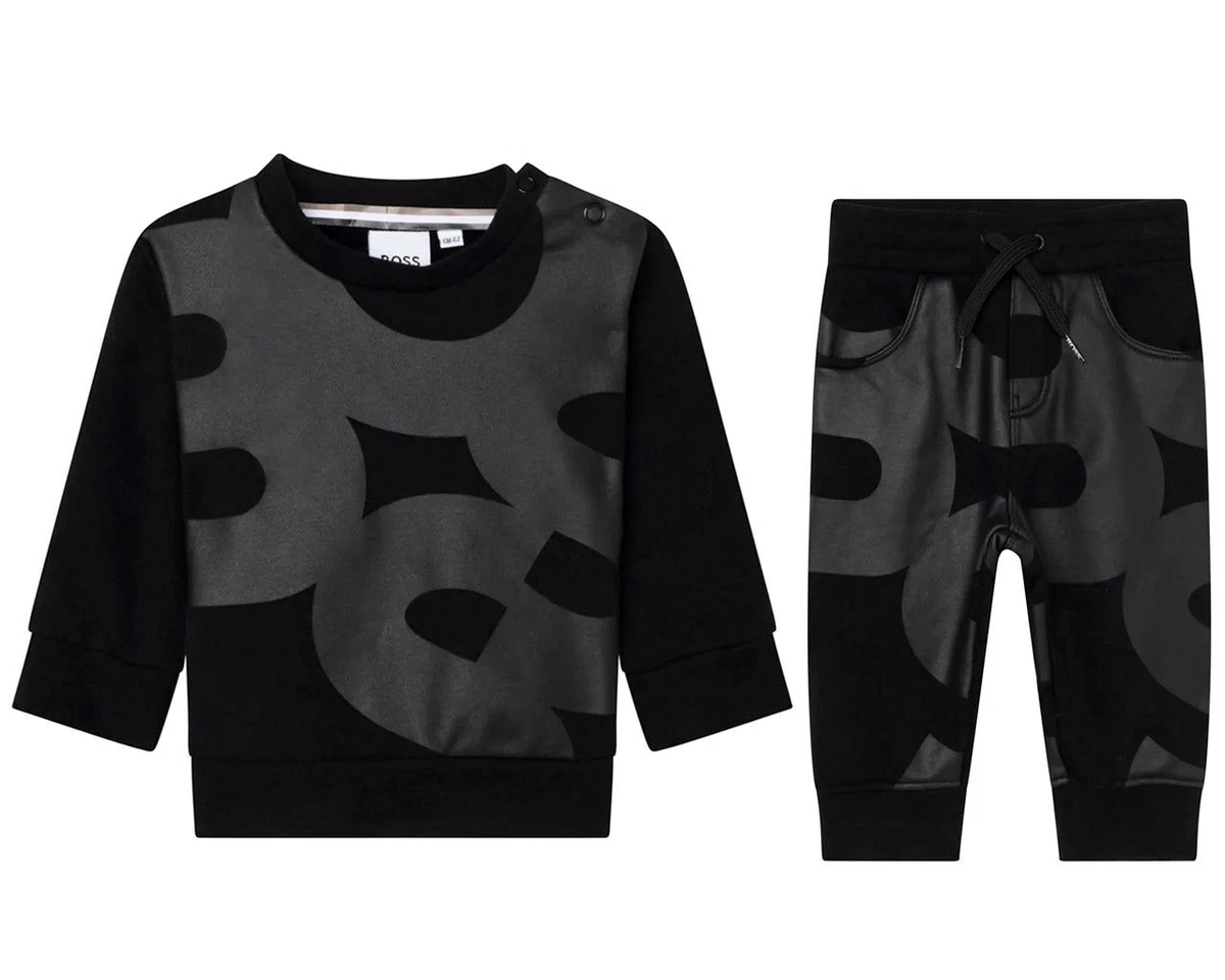 Hugo Boss Baby s J05970 09B Crew Neck Tracksuit Black eBay