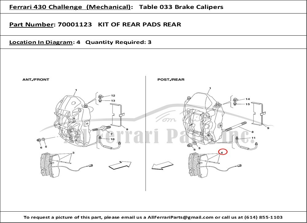 FERRARI F430 CHALLENGE OEM BREMBO REAR BRAKE PAD KITS (2) 70001123