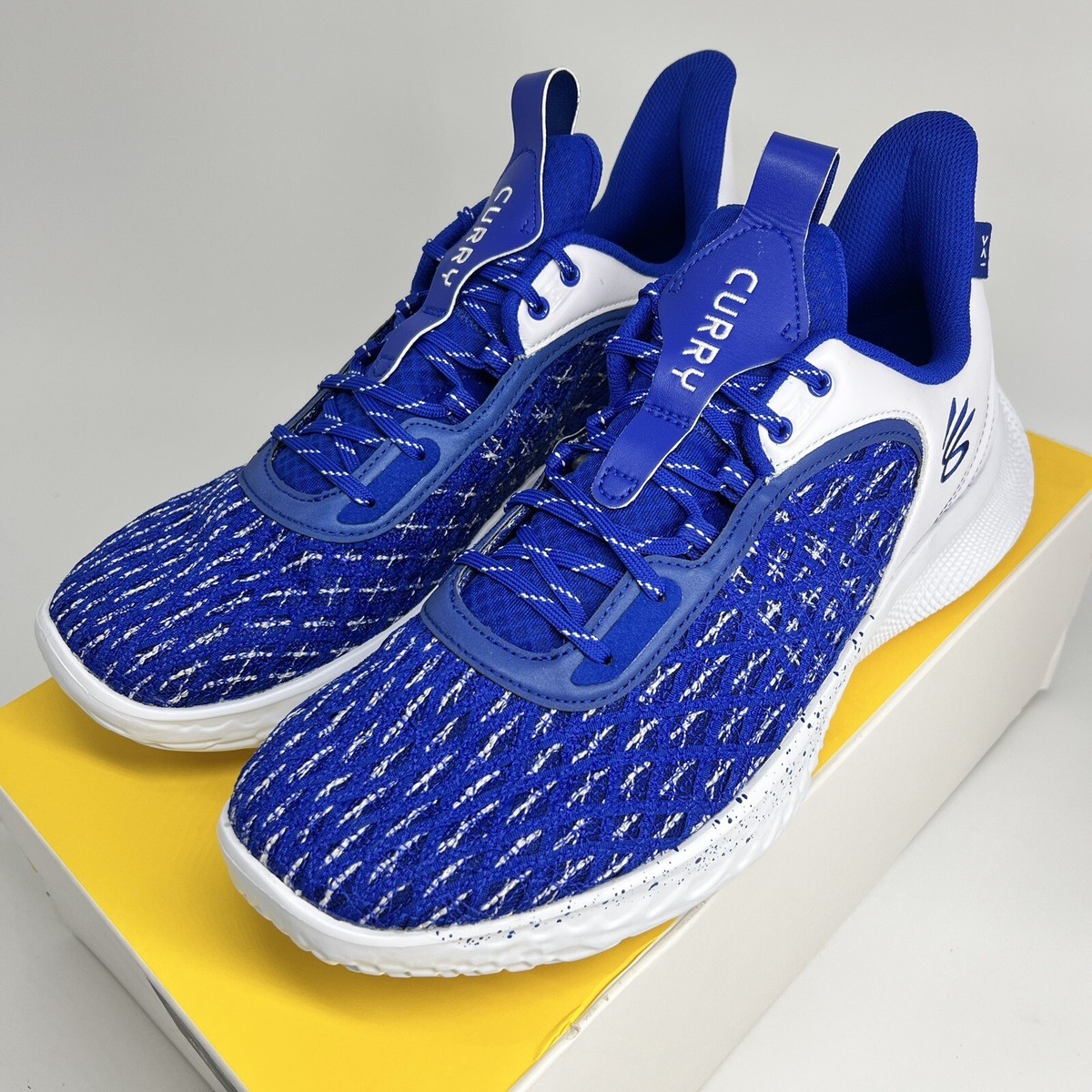 Size 14 Under Armour Curry Flow 9 Team Low Mens Shoes Blue 3025631