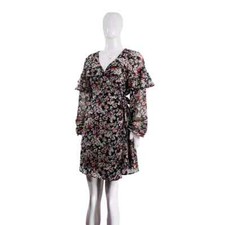 New Look Floral Print Ruffle Wrap Mini Dress Trendy