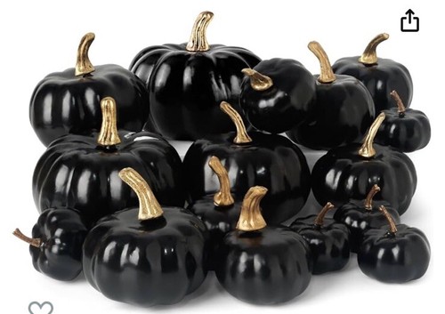 JOHOUSE 20PCS Decorative Pumpkins, Artificial Pumpkins Assorted Sizes All Black