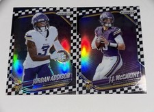 2025 Panini Prizm Jordan Addison and JJ McCarthy Black And White Checker SSP