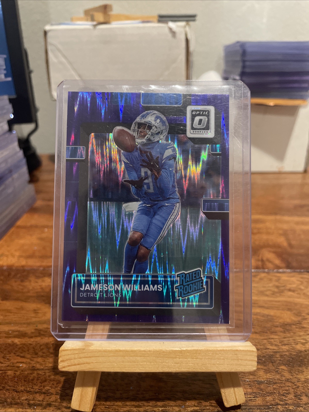 2022 Optic - Rated Rookie Jameson Williams #208 Purple Shock Prizm (RC)