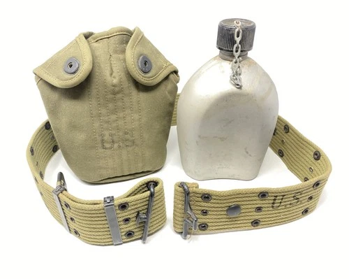 VTG Original 1945 World War II WW2 US Military Canteen Belt and Cover AGM GLIDA