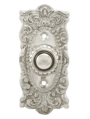 NEW Victorian Decorative Cast Brass Doorbell Button, Brushed/Satin Nickel Finish