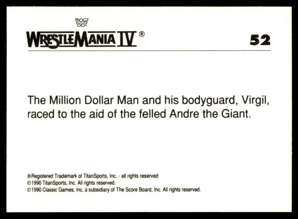 1990 Classic WWF Wrestlemania #52 "Million Dollar Man" Andre the Giant - Image 2 of 2