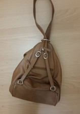 Brauner Damen Rucksack Leder Reißverschluss Schultertasche