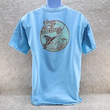 Guy Harvey Mens Large Graphic T Shirt Blue Marlin Fish see photo for flaw