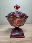 Fenton 2970RN red carnival 8 1/2 candy with cover Mike Fenton #271 RARE 1995