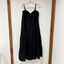 Free Assembly FA Twist Maxi Dress Women Size L Black Soot Tiered | Cottagecore