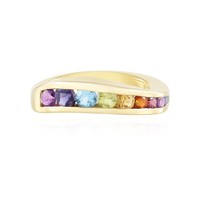 Cavill Ring Silber 925 Vergoldet 1,24Ct Iolith Amethyst Topas Peridot