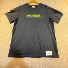 Nike Air Max Mens Graphic T-Shirt Black Neon Yellow Logo Crew Neck Large T0882