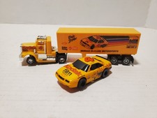 TYCO ERNIE IRVAN TRAILER HO SLOT CAR SET TESTED GOOD