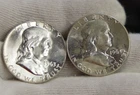 (2) 1963 US Franklin Halves 50c Nice Uncs