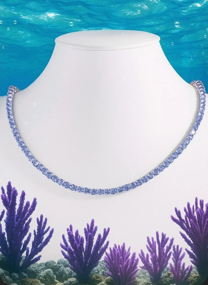 Sparkling Tanzanite over Sterling Silver 18" Tennis Necklace - Image 2 of 4
