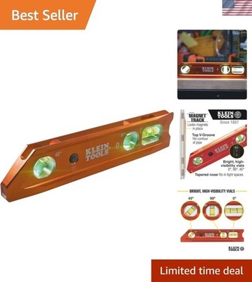 9-Inch Lighted Torpedo Level with Rare-Earth Magnet - High Visibility Orange