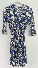 Old Navy Dress Navy Blue & Ivory Size: Medium 3/4 Length Sleeve Excellent!