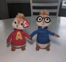 Retired Ty Beanie Babies Plush ALVIN & THE CHIPMUNKS - Alvin NWT 7” SIMON NO TAG