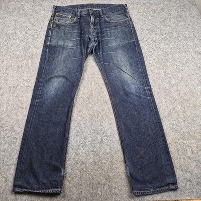 Edwin Jeans Herren W33 L32 Blau SK505E Selvedge Denim Hose Straight Japan