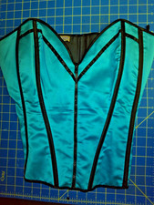 Corsetto bustier steampunk cosplay blu satinato, taglia 44