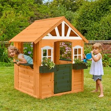 TP Wooden Cubby Playhouse with Kitchen Outdoor Garden Play