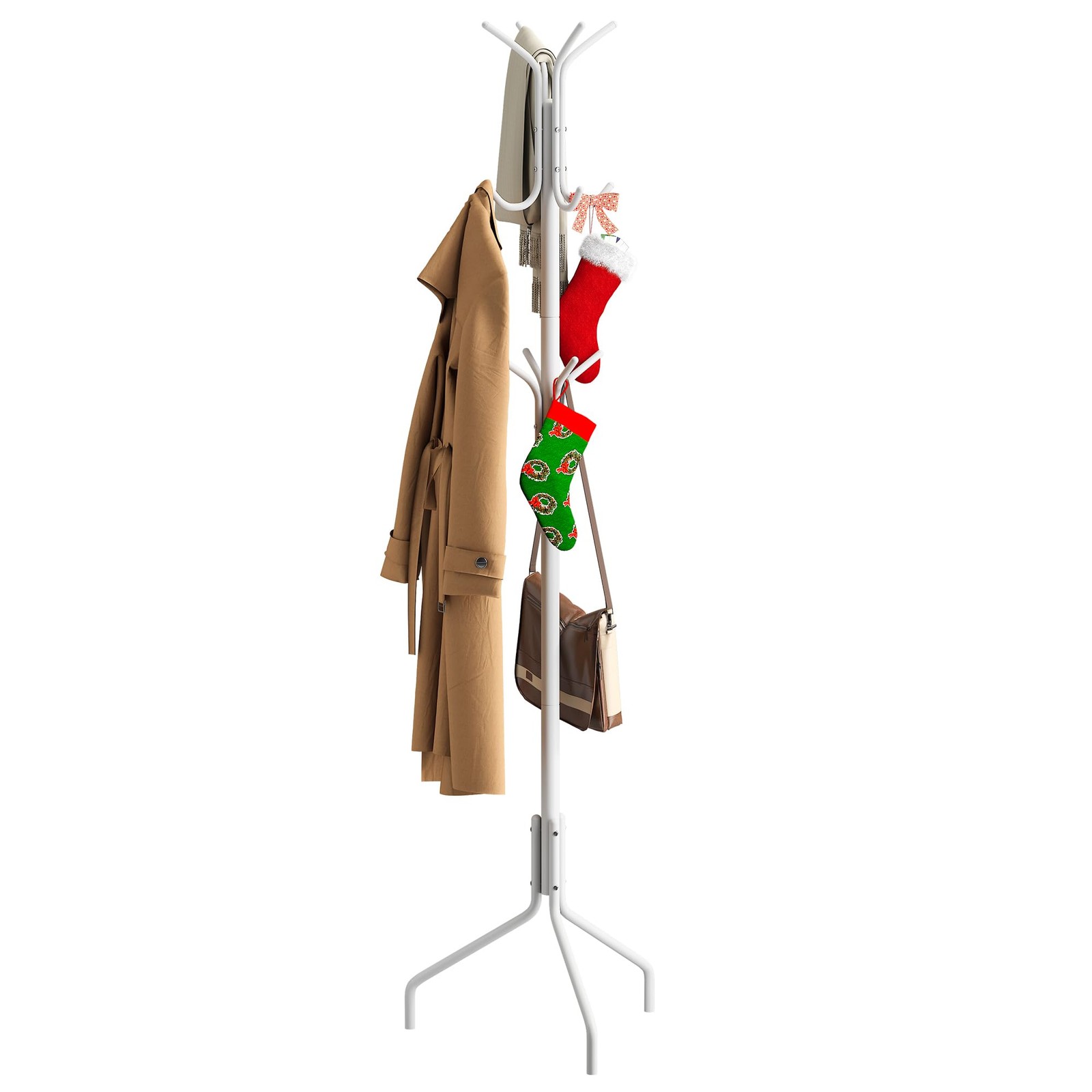 Freestanding Coat Rack with Hooks for Jackets Hats and Organizing Clothes
