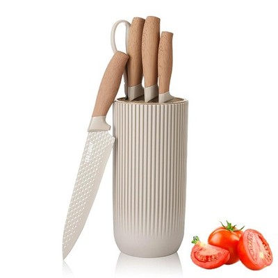 Knife Set, 6-Piece Khaki Kitchen Knife Set for Home, Anti-Rust Non-stick Stai...