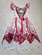 Girls Halloween Skull Rose Fancy Dress Costume Dress Age 5-6 Day of the Dead