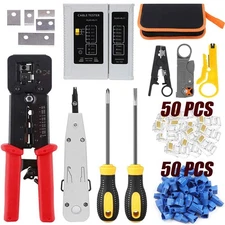 LEATBUY RJ45 Crimp Tool Set for Crimper Kit CAT5/CAT6 Ethernet Crimping Tool ...