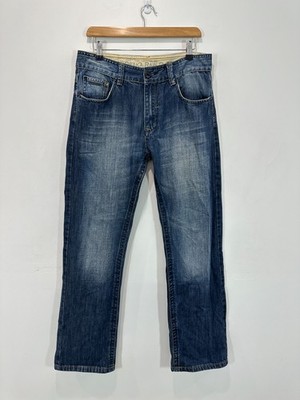 Osaka Raw Straight Jeans Men 34R (34x32) Blue Denim Zip Fly Distressed Mid Rise