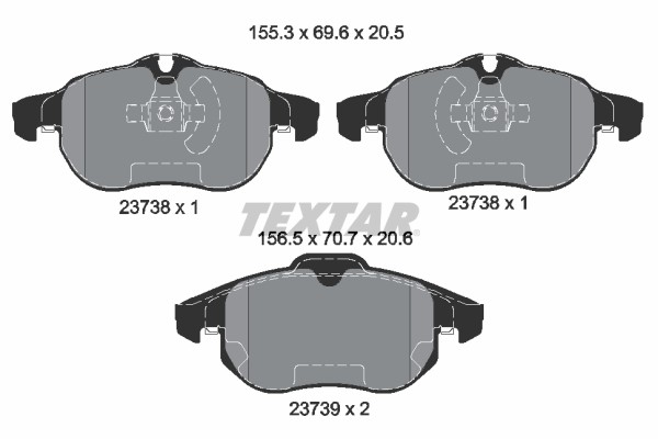 1X Textar 2373807 Bremsbelagsatz Scheibenbremse FüR Chevrolet Holden-image
