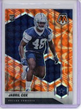 2021 Panini Mosaic - #369 Jabril Cox (RC) Mosaic Reactive Orange Prizm Cowboys