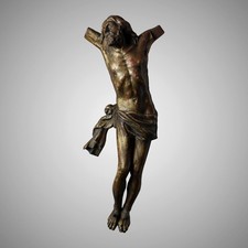 Antique 17th - 18th Century Baroque Carved Wood Gilt Corpus Christi Crucifix