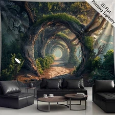 3D Ancient Tree Tunnel Tapestry Extra Large Wall Hanging Bedroom Background
