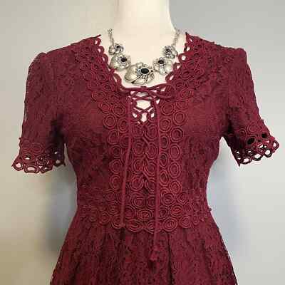 Francescas Red Lace Overlay Fit and Flare Cocktail Mini Dress | eBay