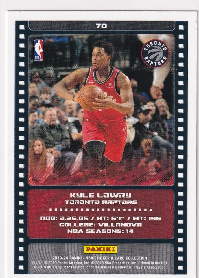 2019-20 PANINI SILVER PARALLELS KYLE LOWRY RAPTORS NBA STICKER/CARD COLL - Y1174 - Image 2 of 2